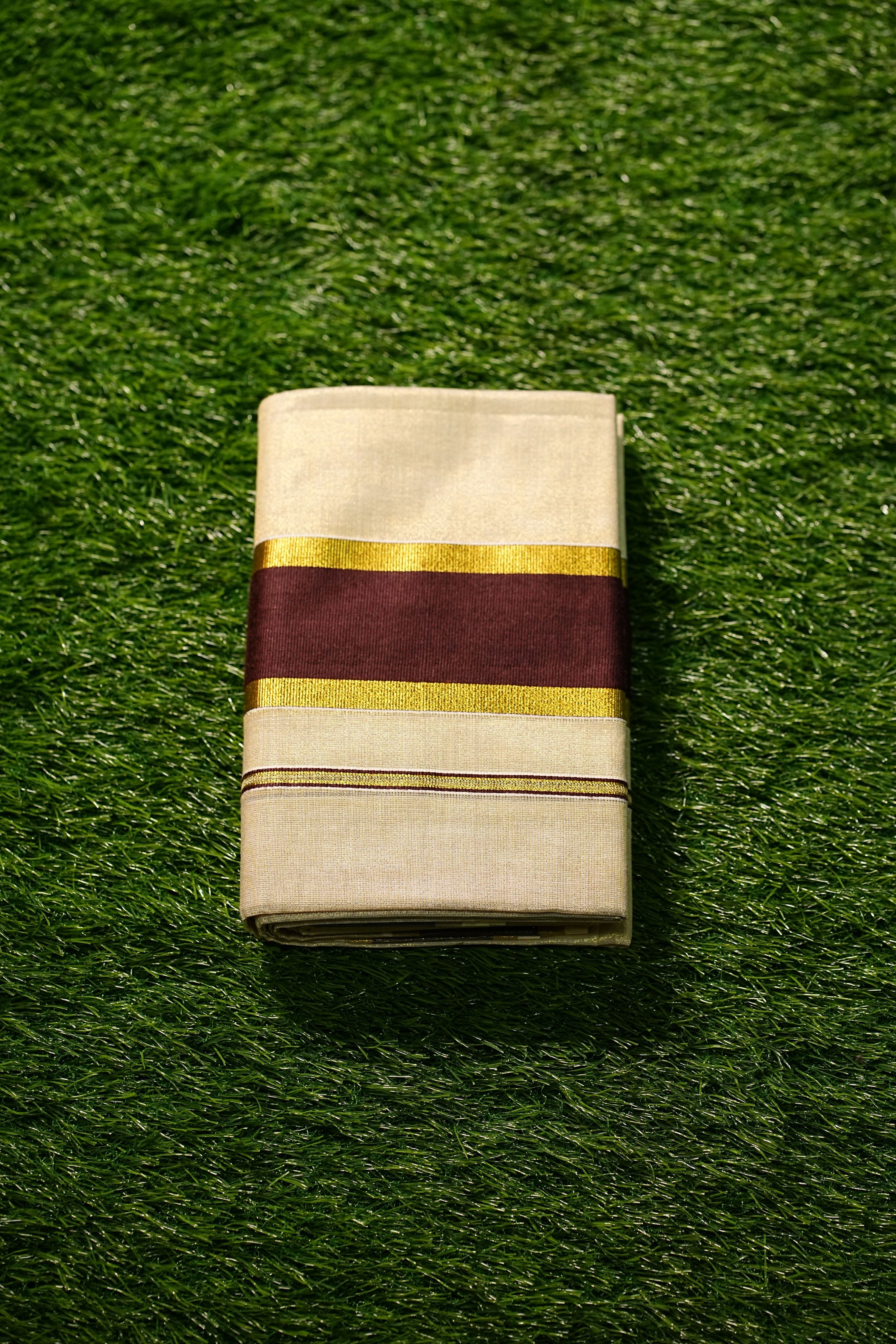 Kerala Traditional Tissue Single Set Mundu with Colour Border-2435