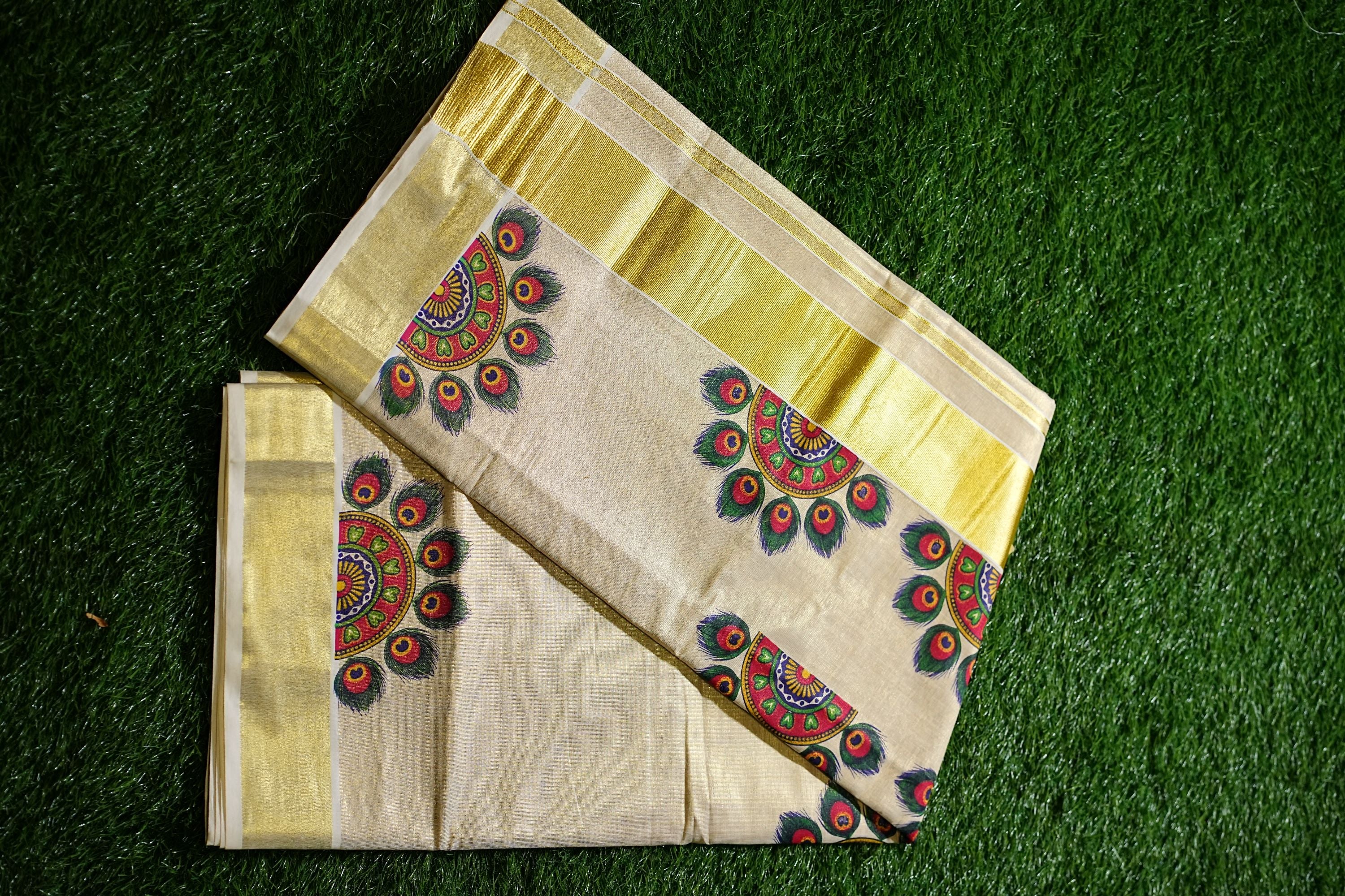 Mundum Neriyathum Single (Set Mundu) with 3 Inch Half Fine Silver Kasa –  Southloom Handmade and Organics